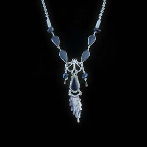 Traditional Peruvian Necklace Teardrop Onyx 20"